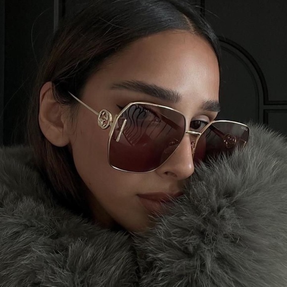 NEW GUCCI GG1207SA 005 GOLD WOMEN OVERSIZED GOLD BROWN SUNGLASSES GUCCI main image 6